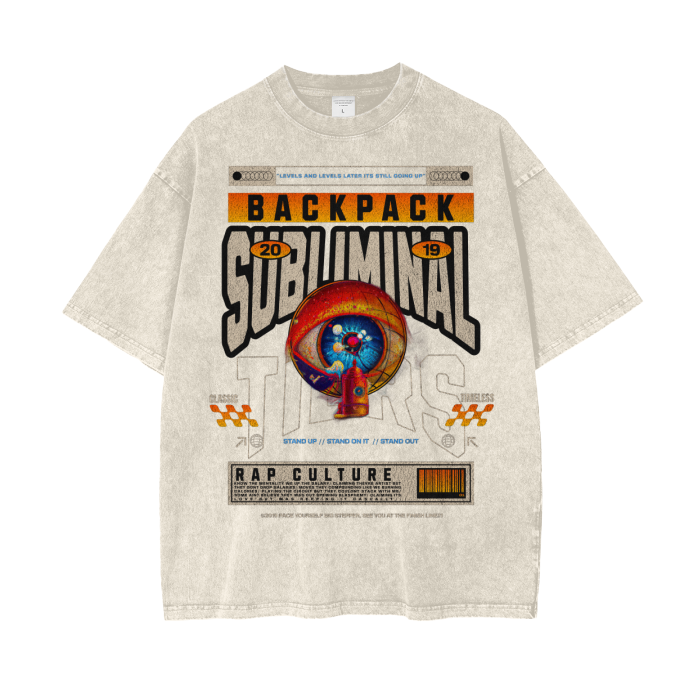 Backpack Rap Culture Oversized Snow Wash T-Shirt