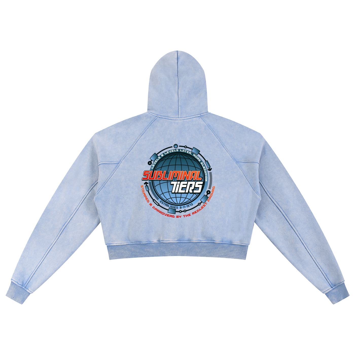 Snow Washed SubTiers Cropped Hoodie Baby Blue