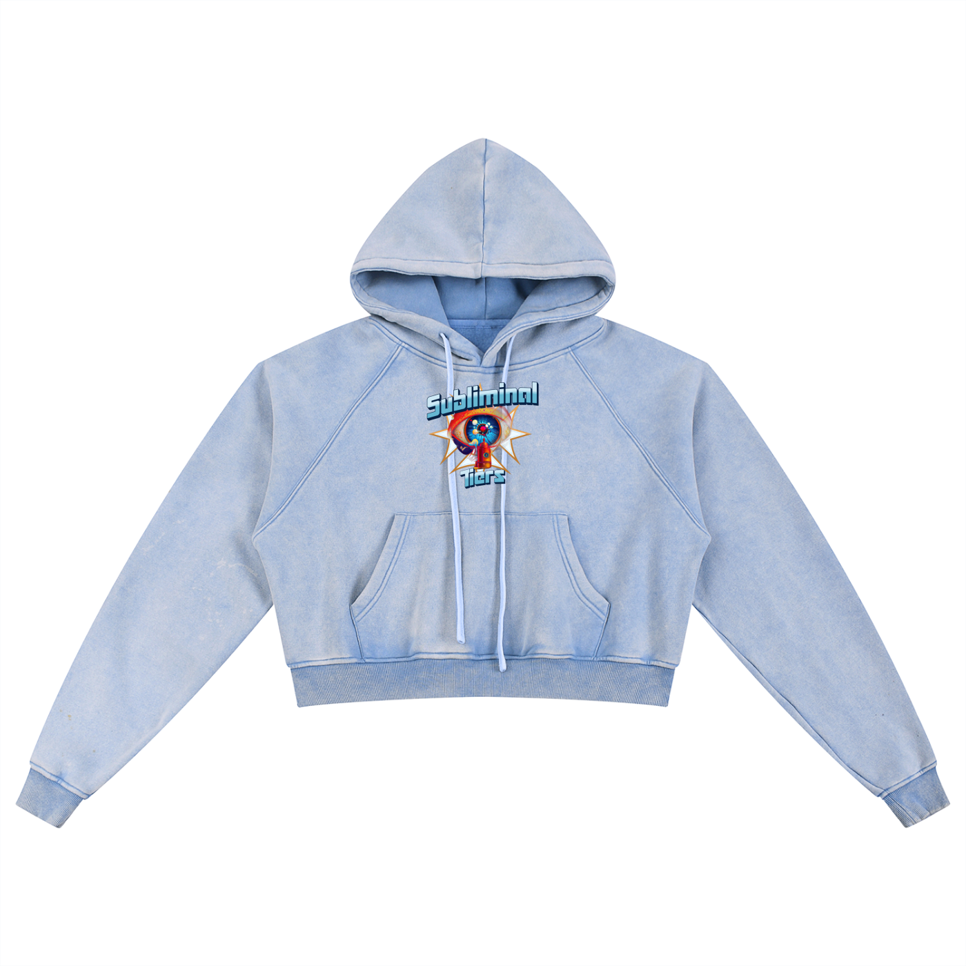 Snow Washed SubTiers Cropped Hoodie Baby Blue