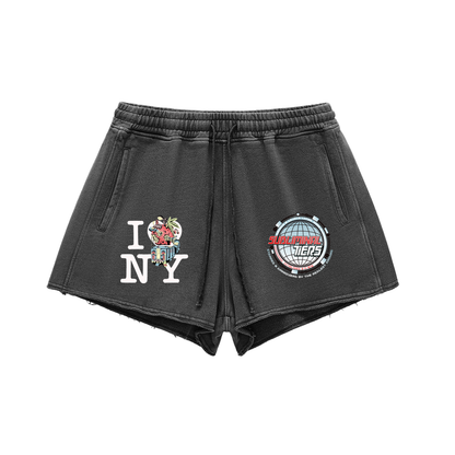 SubTiers NYC x Snow Washed Raw Edge Shorts