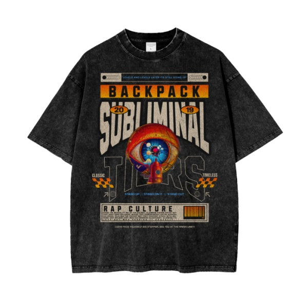 Backpack Rap Culture Oversized Snow Wash T-Shirt