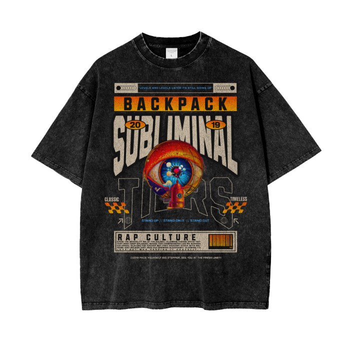 Backpack Rap Culture Oversized Snow Wash T-Shirt